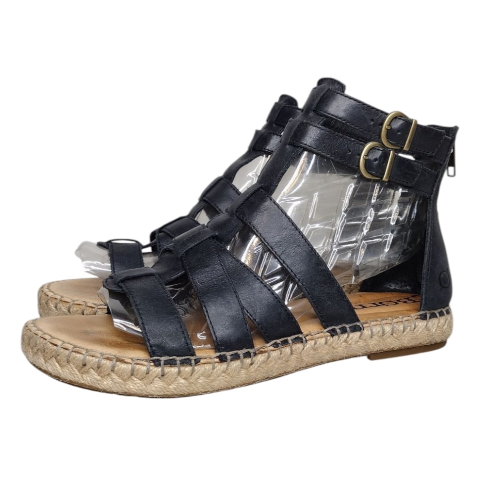 Born Black Gladiator Sandals with Espadrille Sole